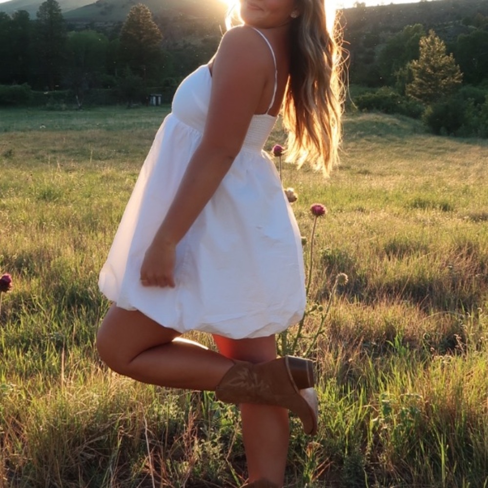 American Eagle Outfitters Cream Textured Dress